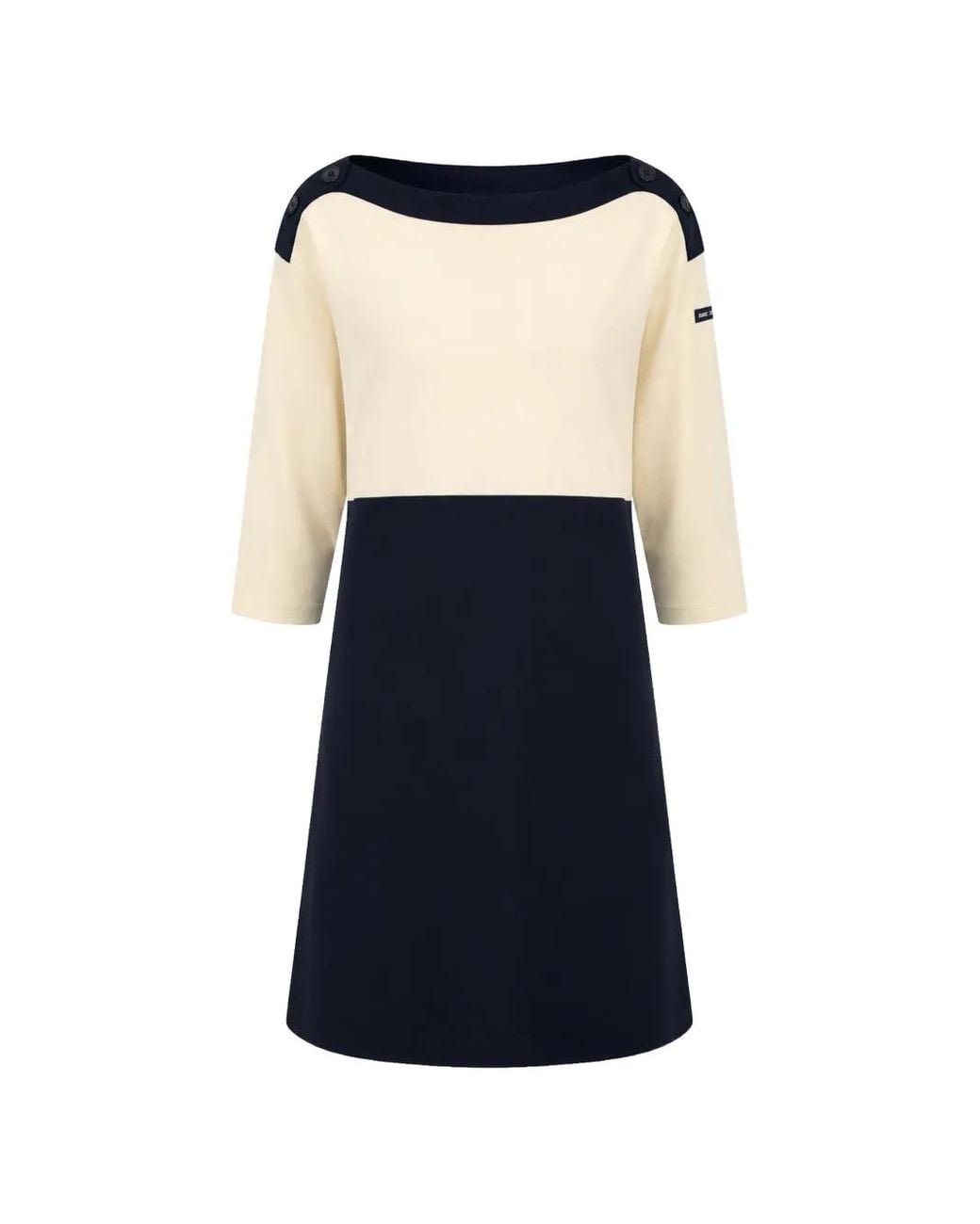Saint James Blue Colour-Block Button-Detail Mini Dress