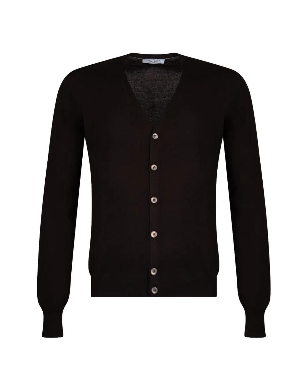 Gran Sasso Black V-Neck Button-Up Cardigan for men