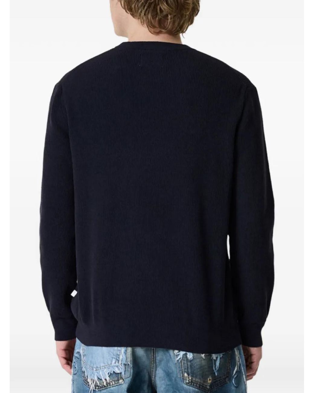 NN07 Blue Danny Ribbed-Knit Sweater for men