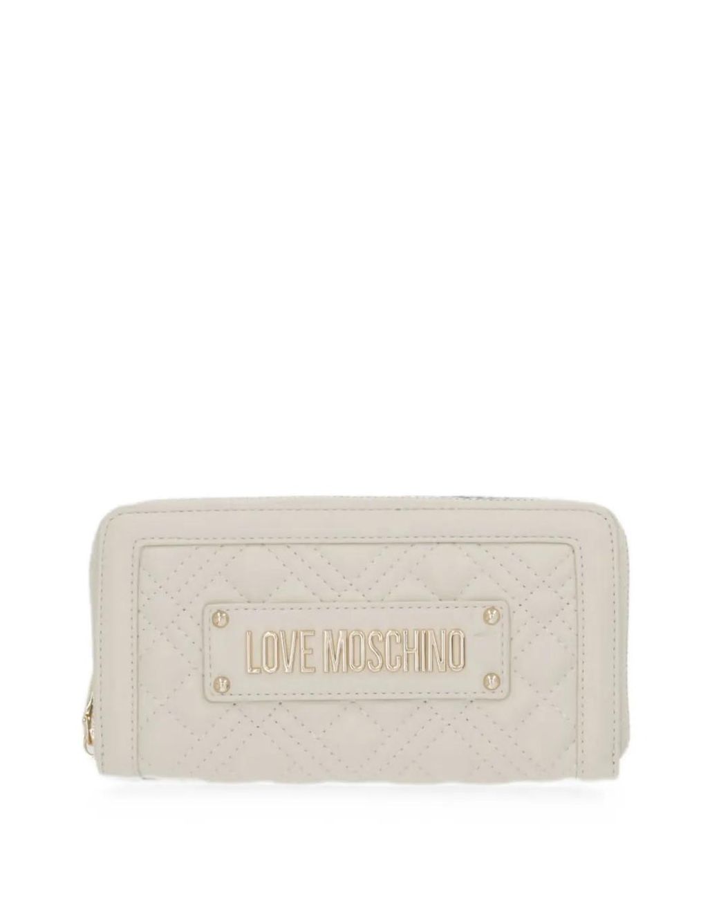 Love Moschino Natural Quilted Logo-Plaque Wallet