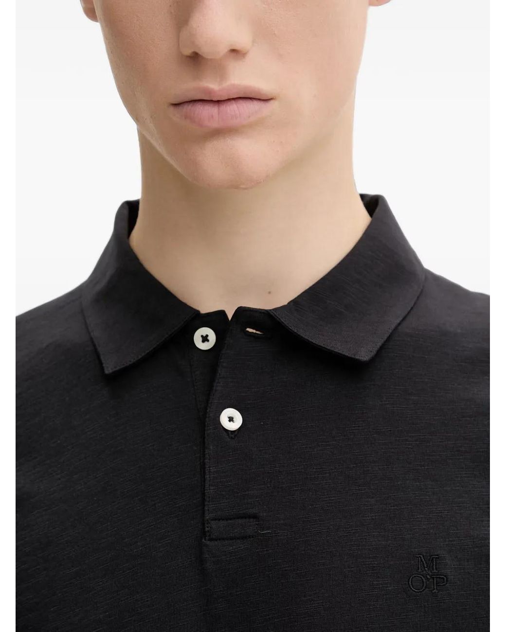 Marc O' Polo Black Polo À Texture Flammée Et Logo Brodé for men