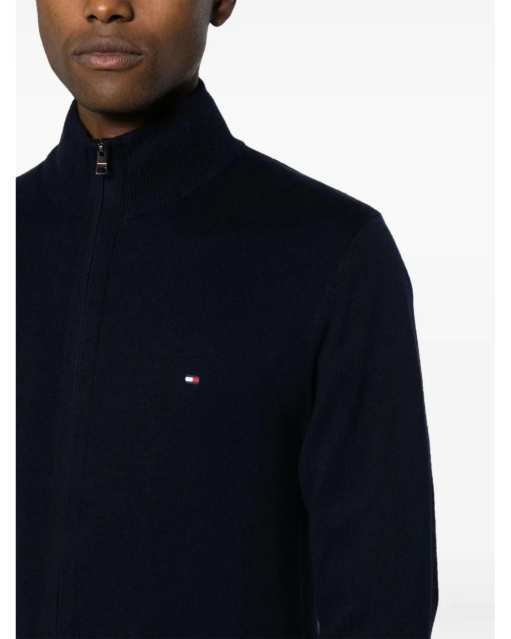 Tommy Hilfiger Blue Logo-Patch Cotton-Blend Jacket for men