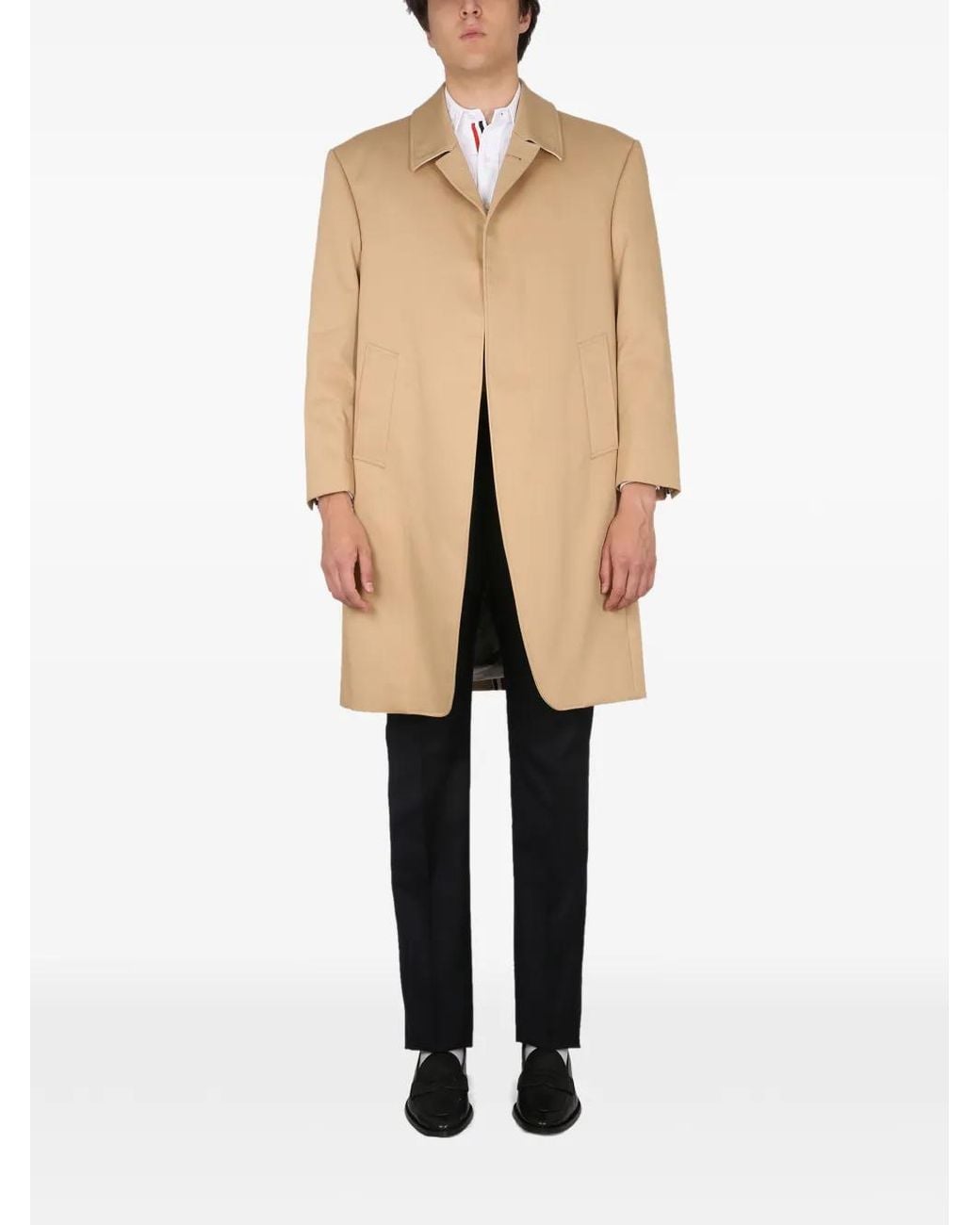 Thom Browne Natural Single-Breasted Coat for men