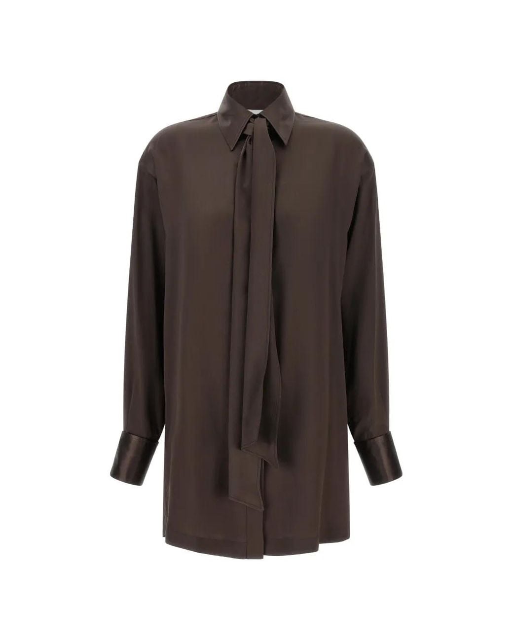 MISENITHE Brown Helen Lavallière-Ribbon Silk Mini Dress
