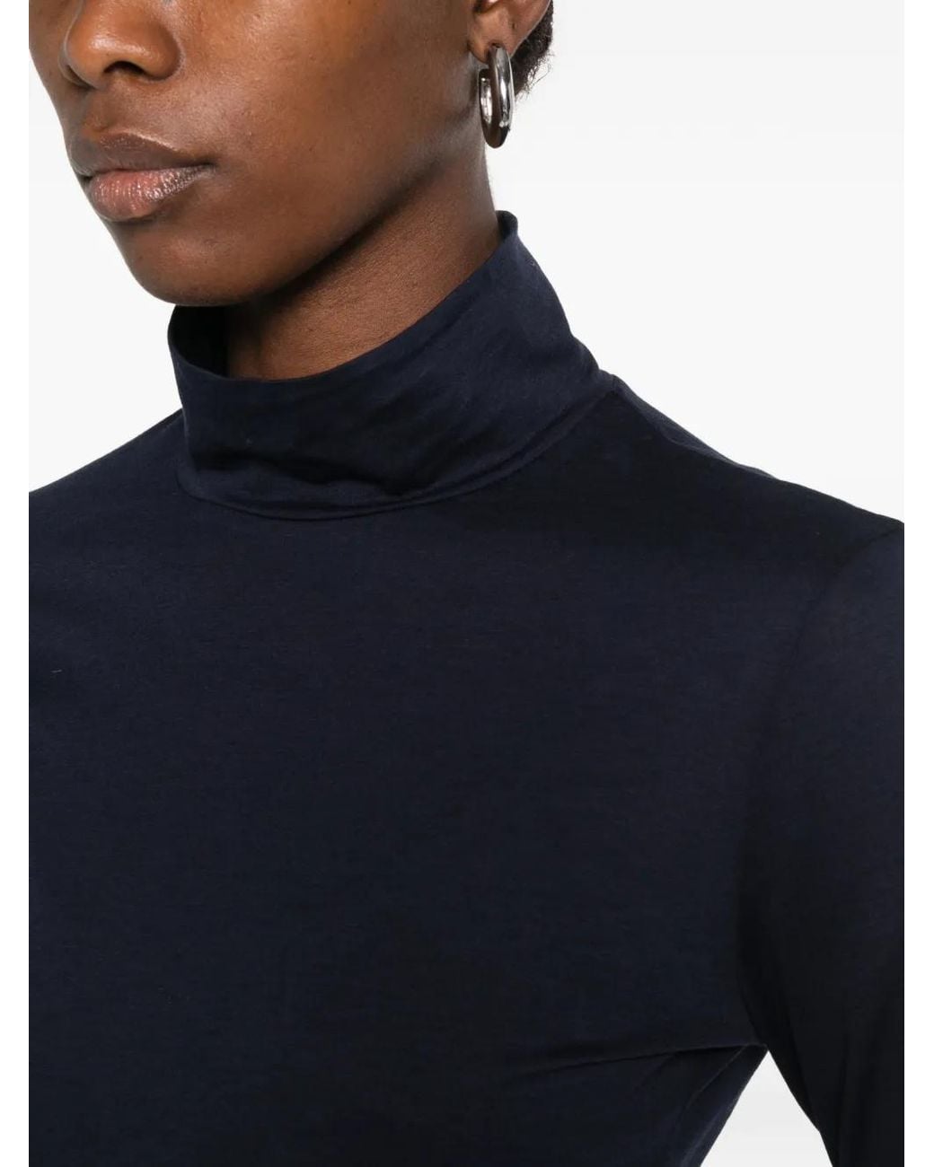 Eleventy Blue Long-Sleeve Roll-Neck T-Shirt
