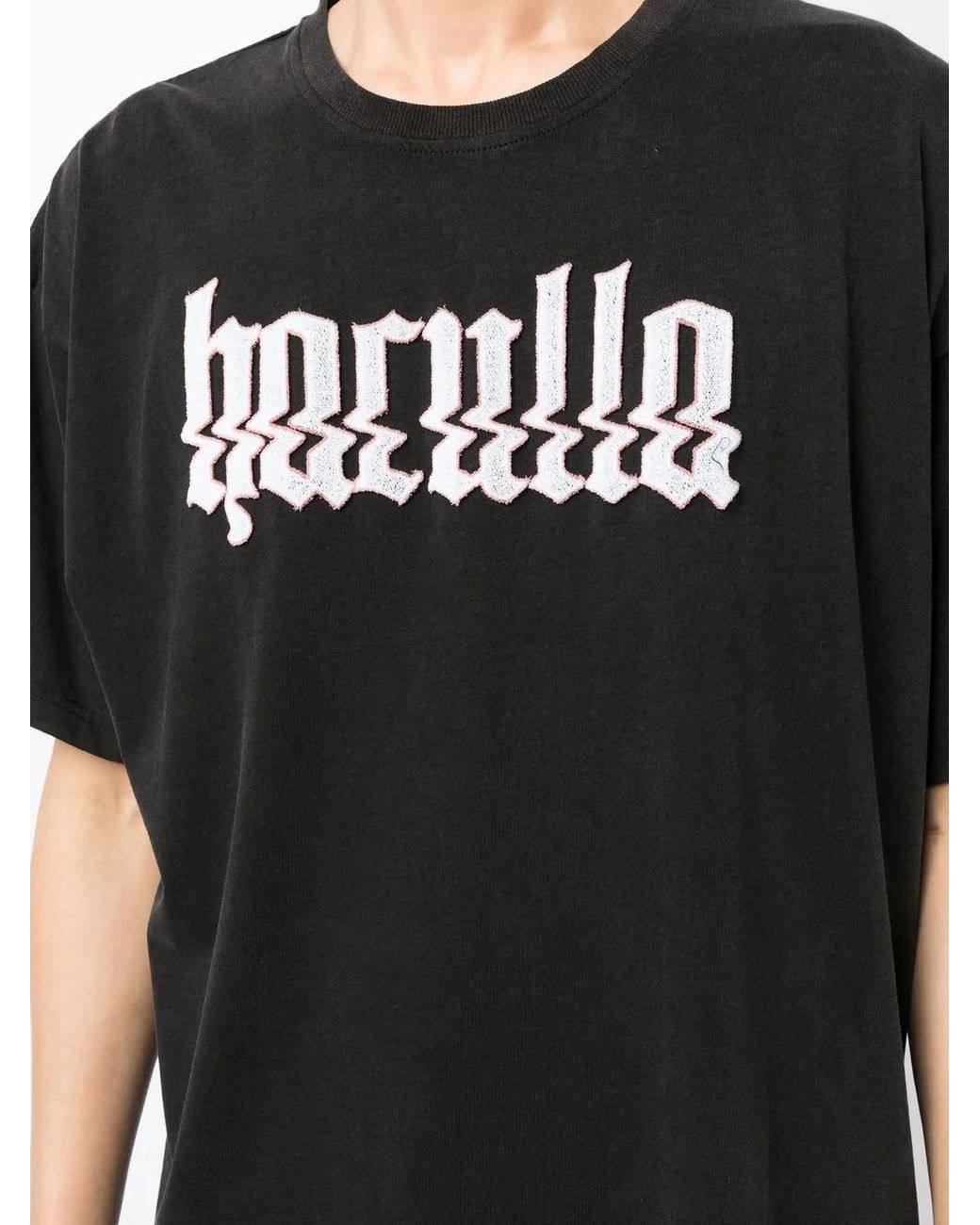 Haculla Black Glitched Logo-Print T-Shirt for men