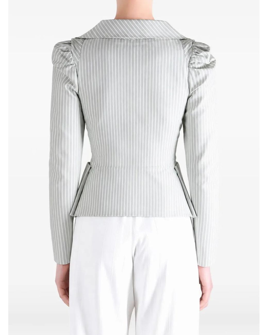 Vivienne Westwood White Stripe-Pattern Peplum-Hem Top