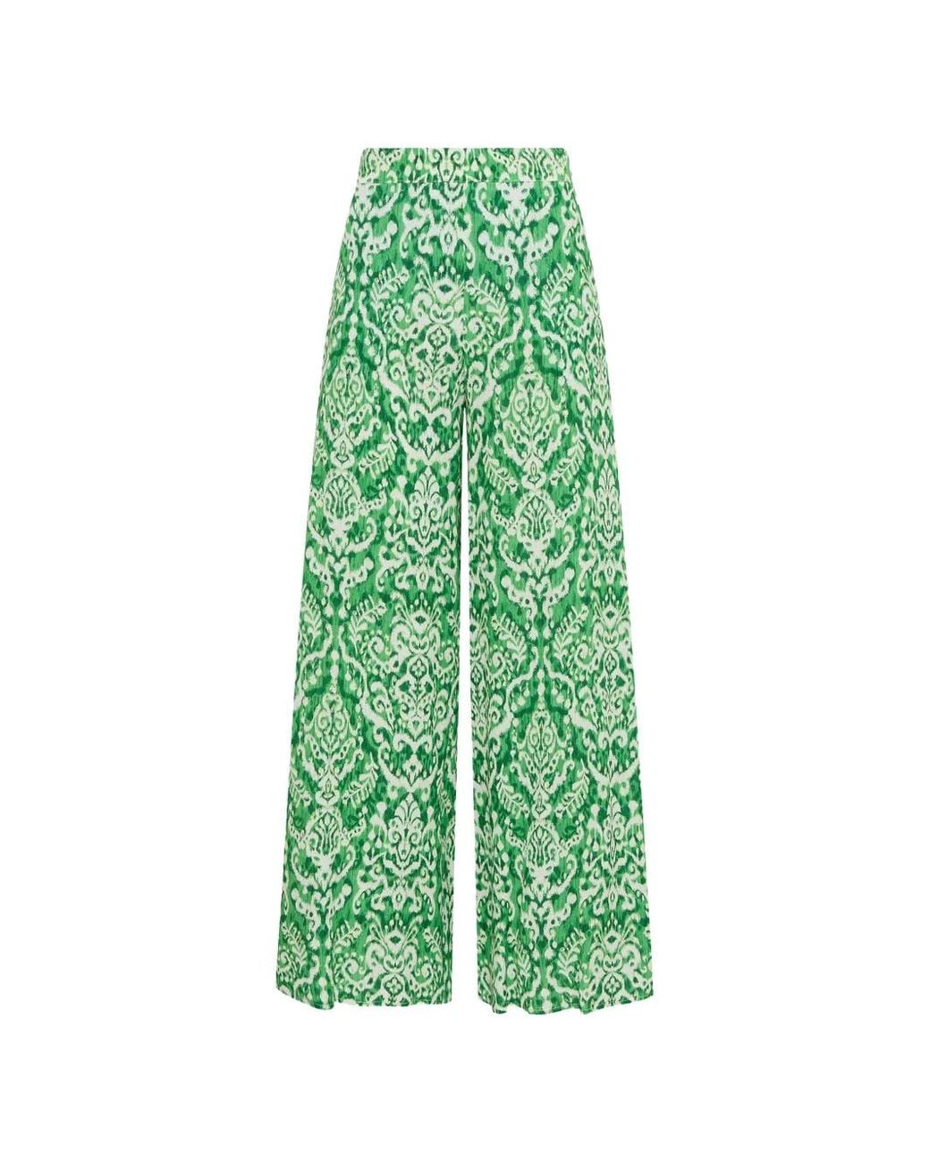 Maliparmi Green Pantalon Fluide À Imprimé Ikat