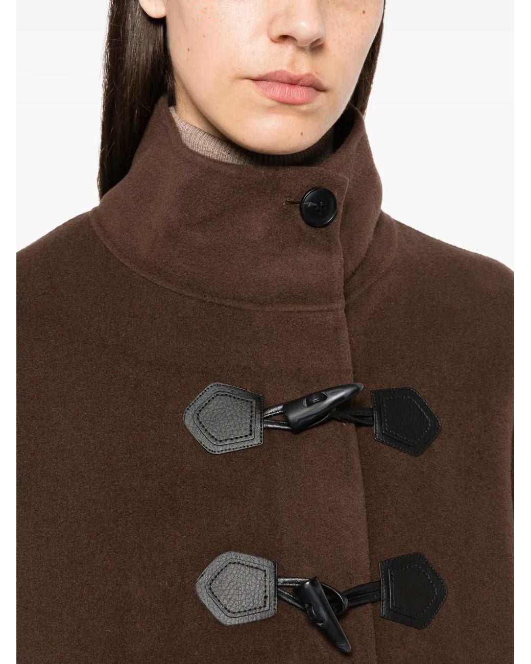 Ba&sh Brown Manteau Kaya À Col Montant Et Fermeture Duffle-Coat