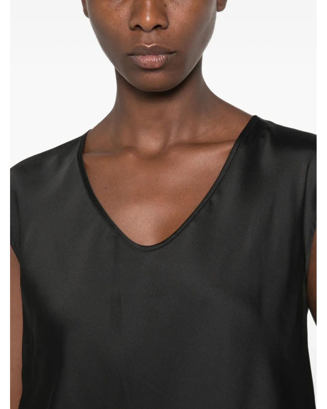 Imperial Black Blouse Sans Manches À Col V