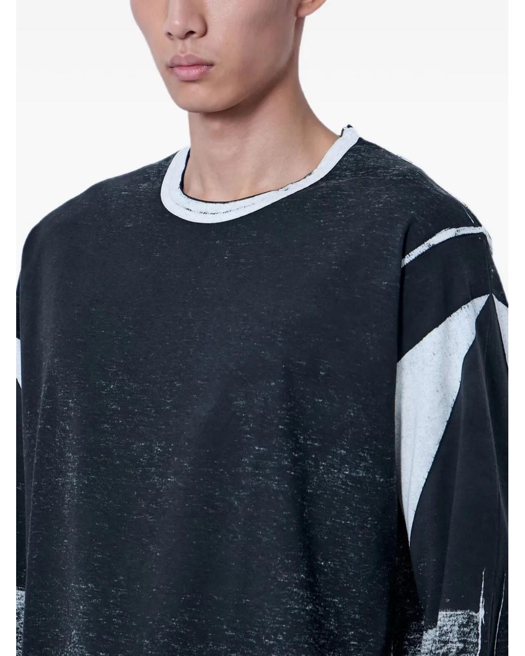 Yohji Yamamoto Blue Distressed Long-Sleeve T-Shirt for men