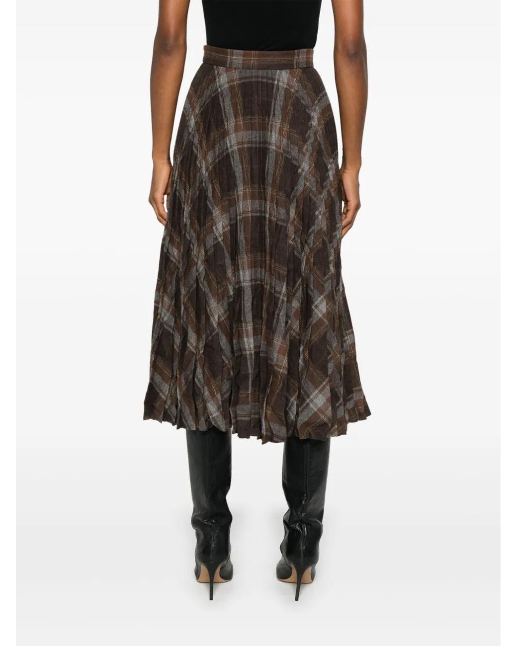 Balenciaga Brown Creased Pleated Skirt