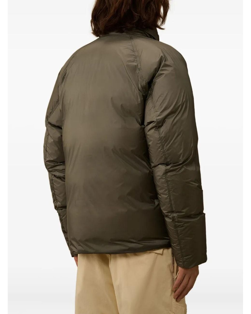 C P Company Green Lens-Detail Puffer Jacket for men