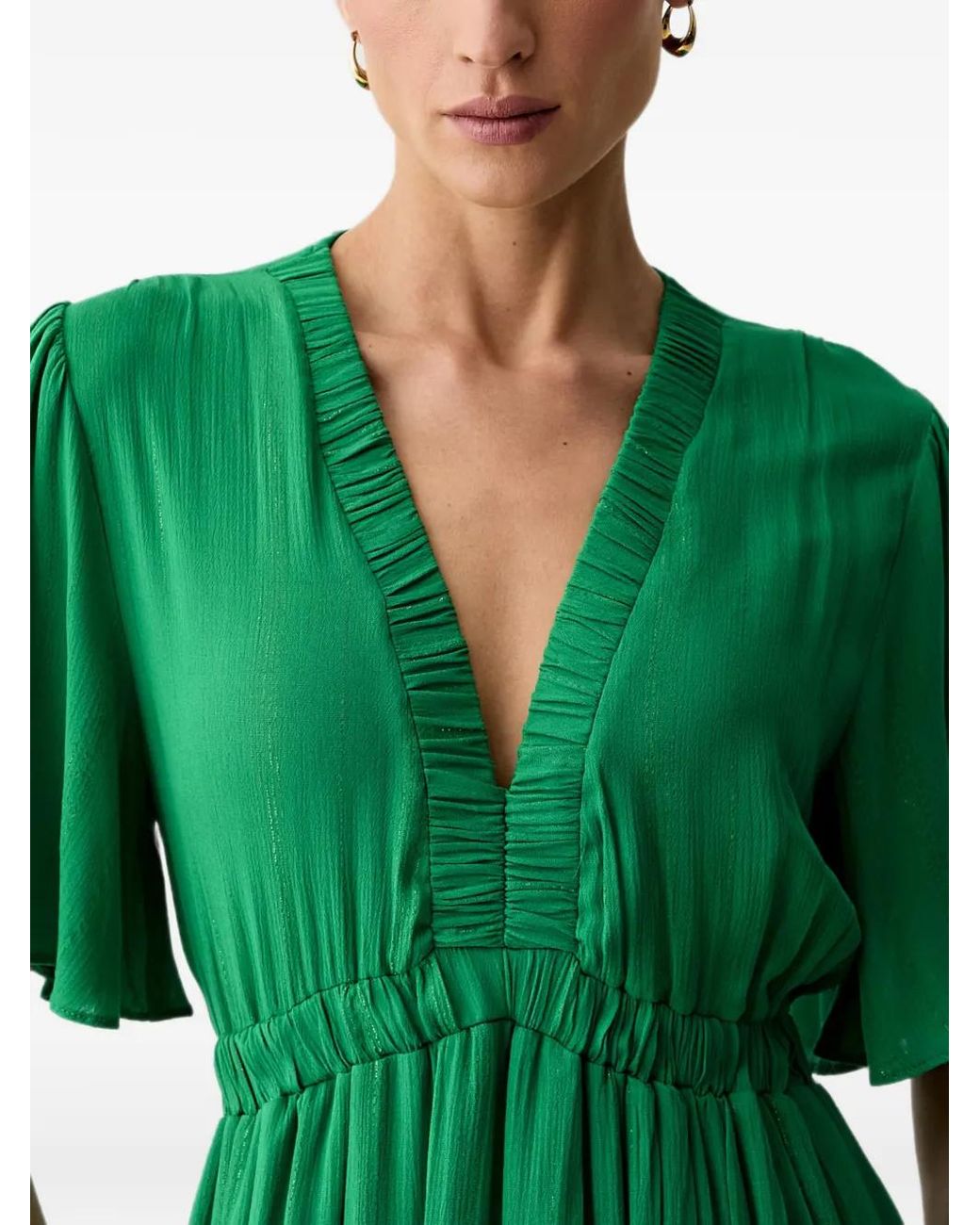 Morgan Green Pleated Maxi Dress