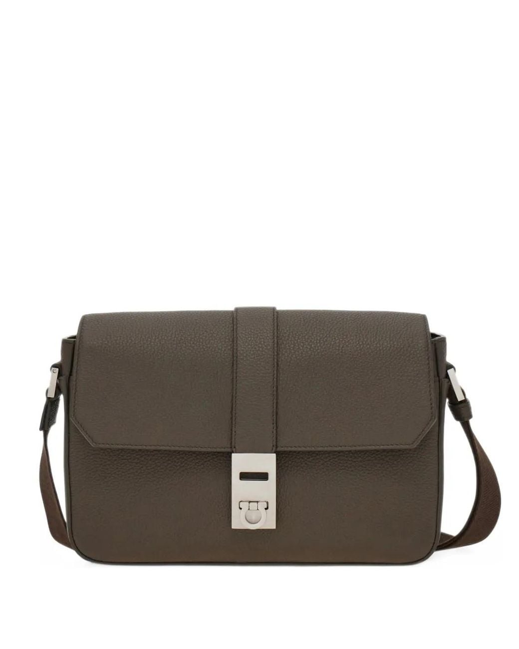 Ferragamo Brown Hug Buckle Messenger Bag for men