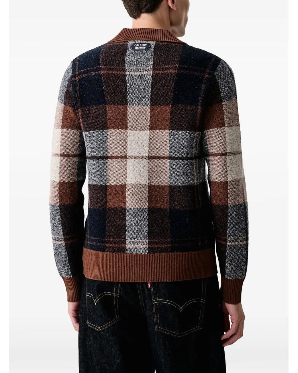 Mos Mosh Black Wando Check-Pattern Cardigan for men