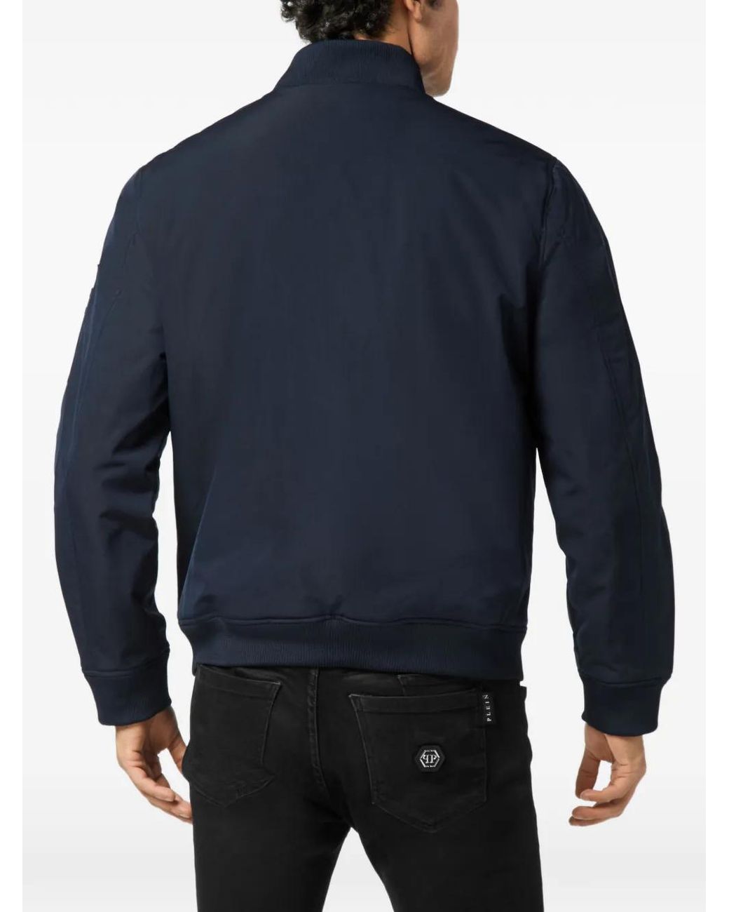 Philipp Plein Blue Nylon Bomber Jacket for men