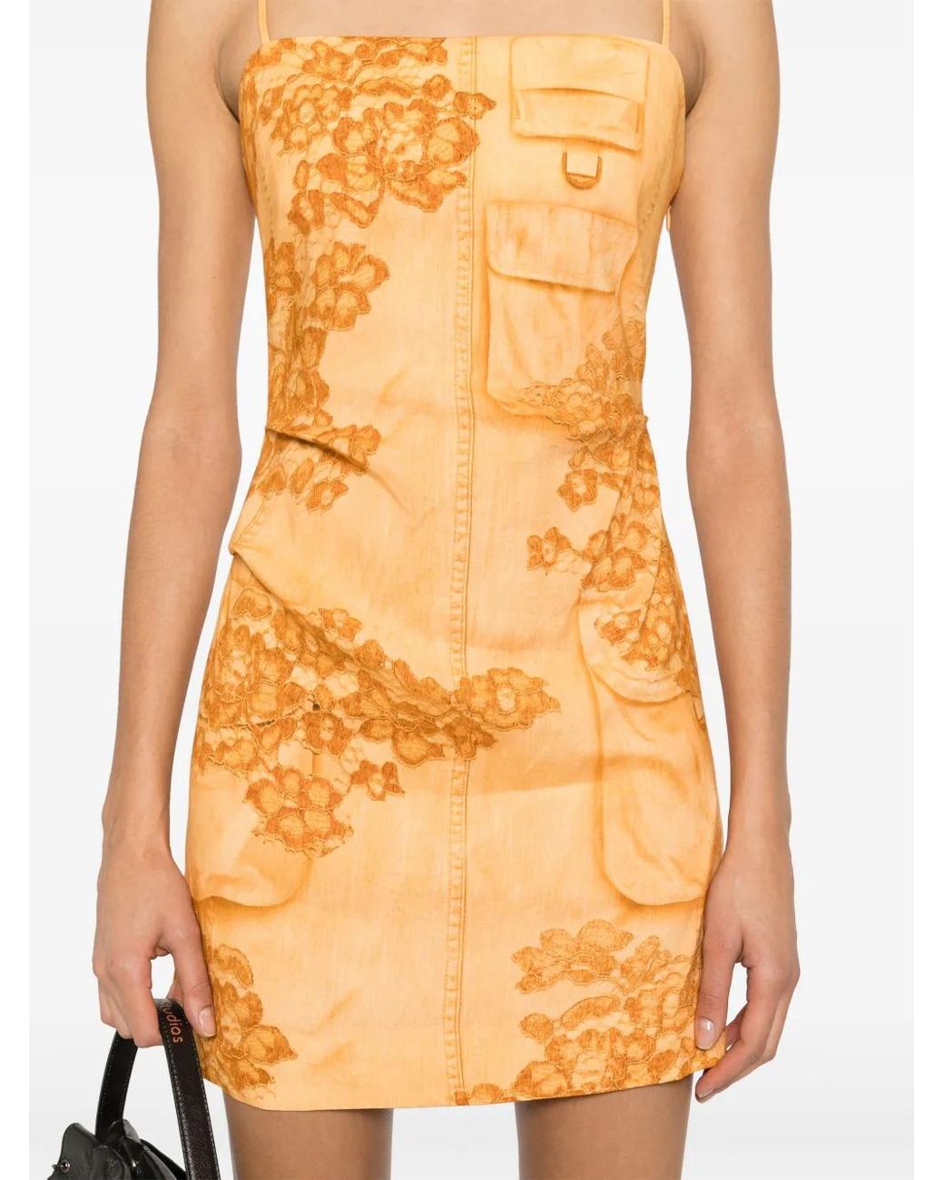 Acne Orange Robe Courte À Imprimé Trompe L'Œil