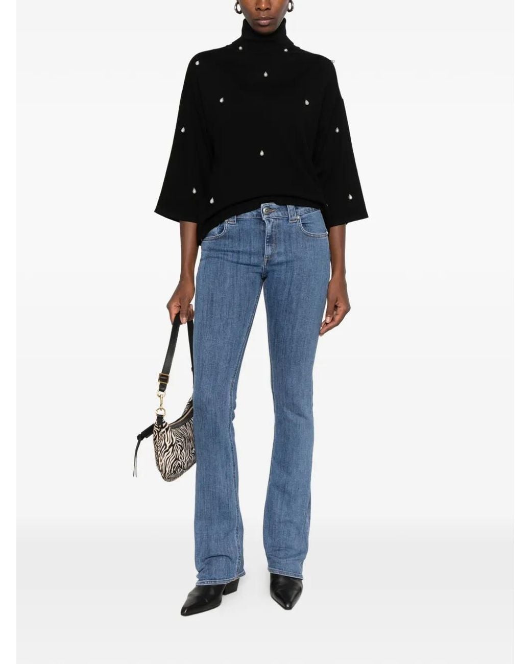 Dondup Black Faded Flared-Hem Jeans