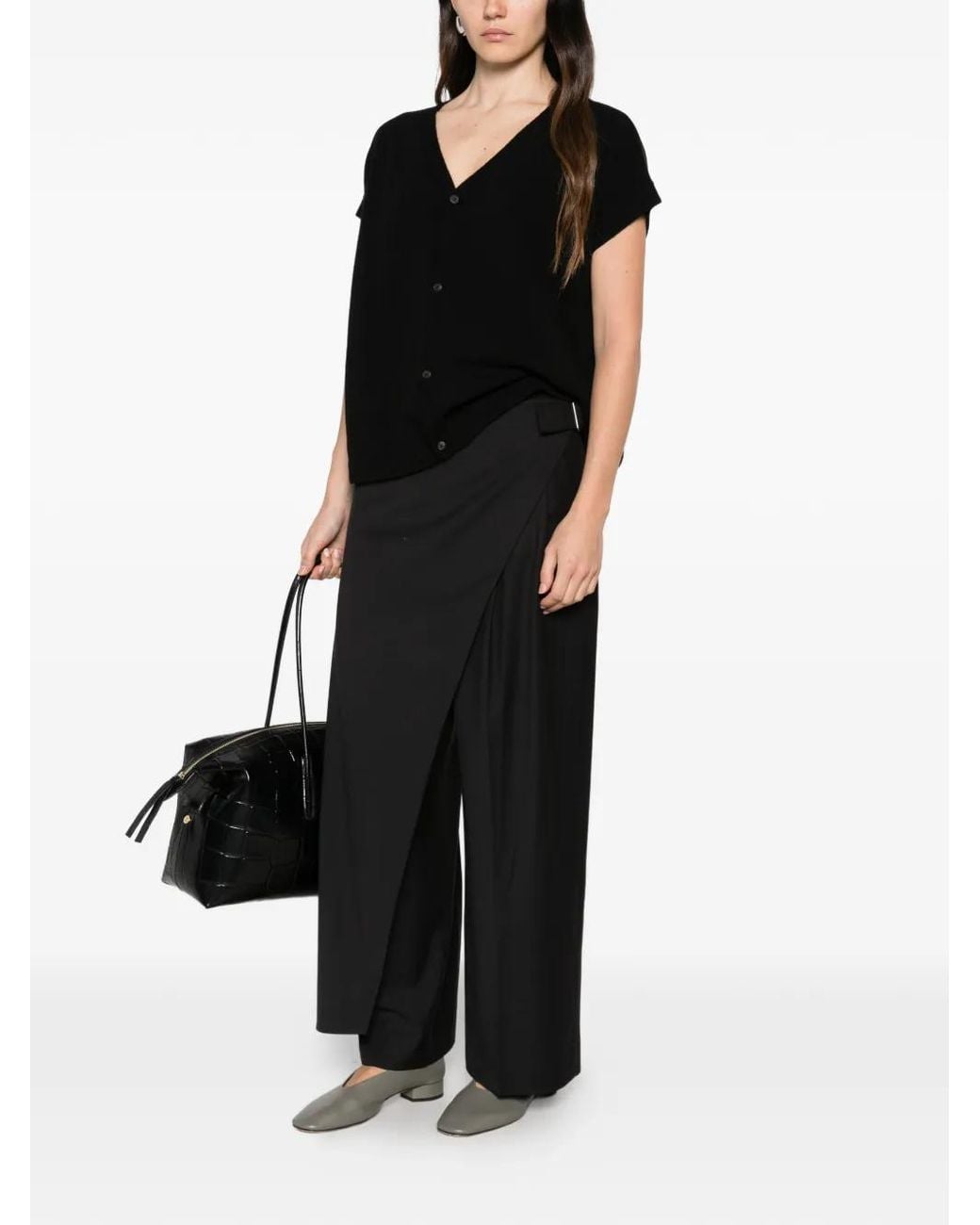 Ma'ry'ya Black Veste Boutonnée À Manches Courtes