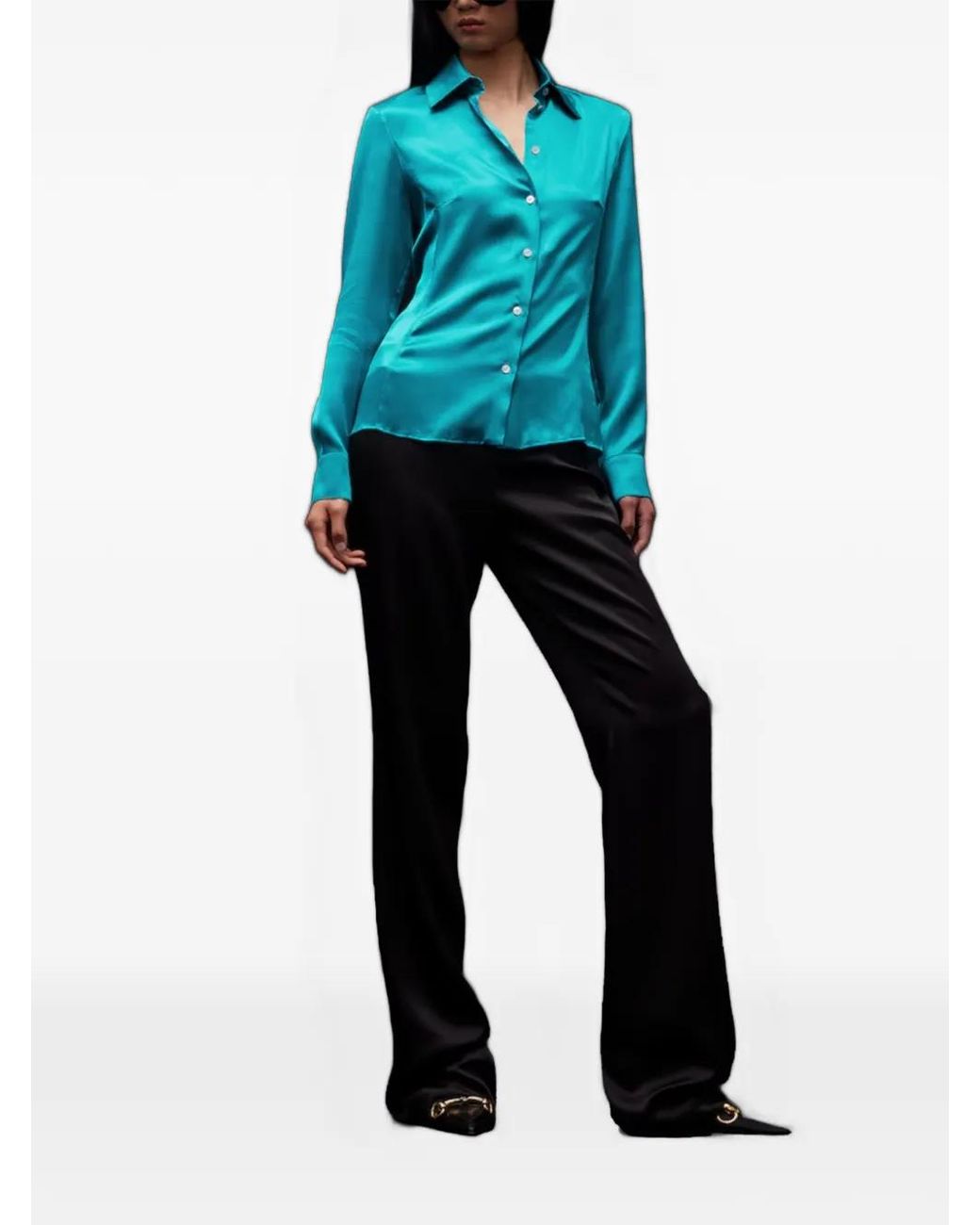 Gucci Blue Silk Satin Shirt