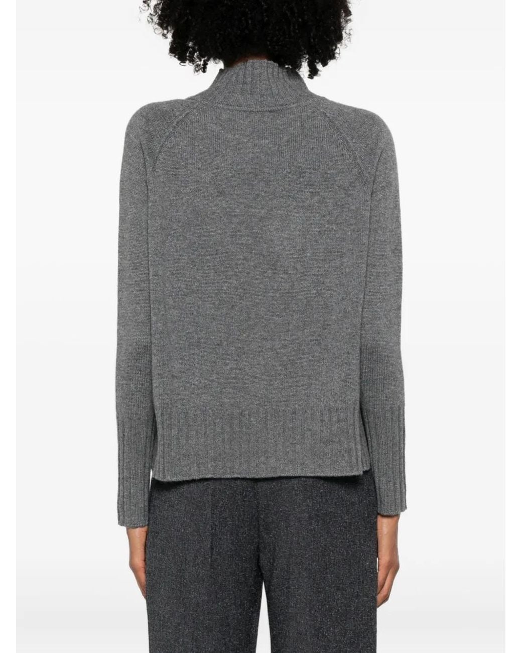 Be You Gray High-Neck Cashmere Sweater
