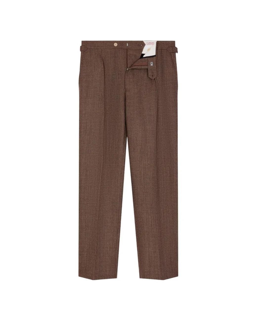 Fursac Brown Pleated Wool Trousers for men