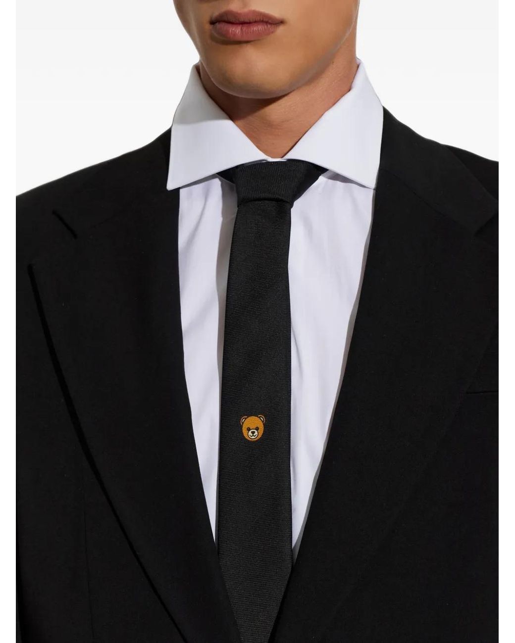 Moschino Black Logo-Embroidered Tie for men