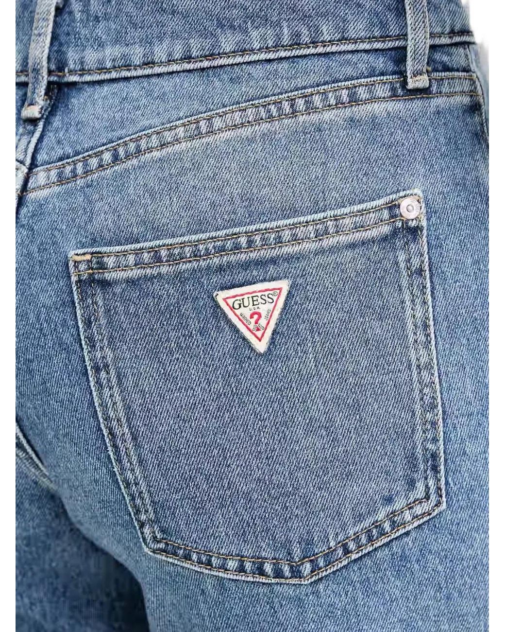 Guess Blue Gerade Jeans Mit Logo-Patch
