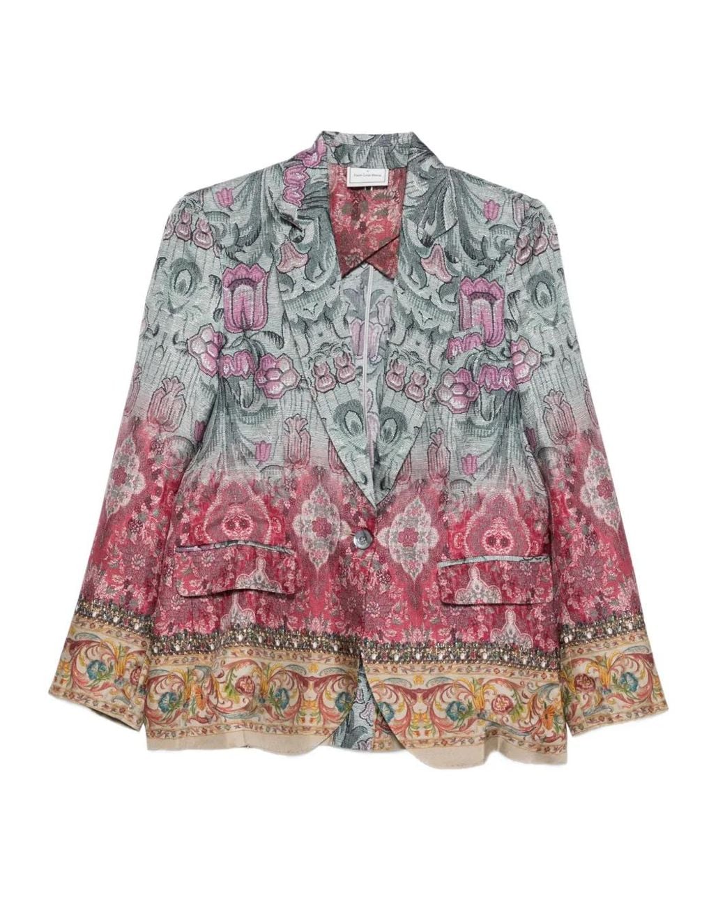 Pierre Louis Mascia Red Floral-Print Silk Jacket