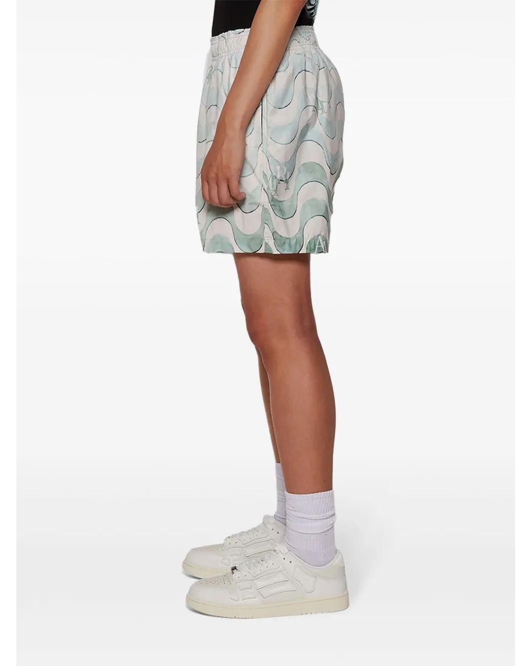 Amiri Blue Graphic-Print Swim Shorts for men