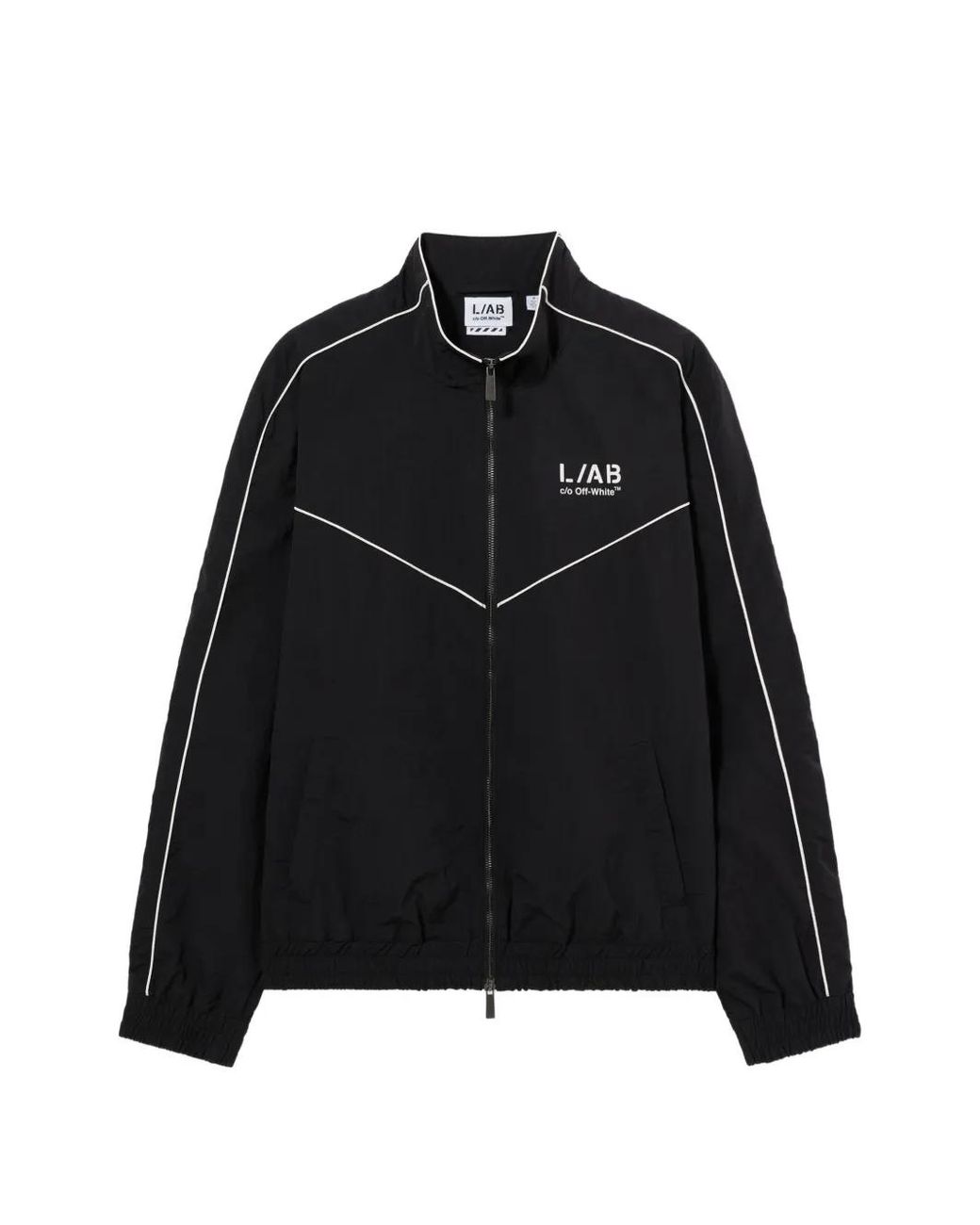 LAB C.O. OFF WHITE Black Diagonal Bomber Jacket for men