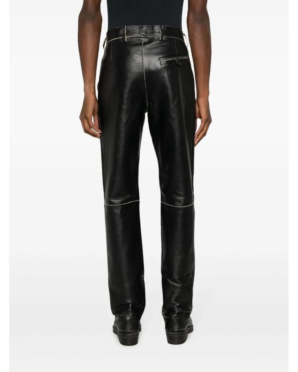 Martine Rose Black Straight-Leg Leather Trousers