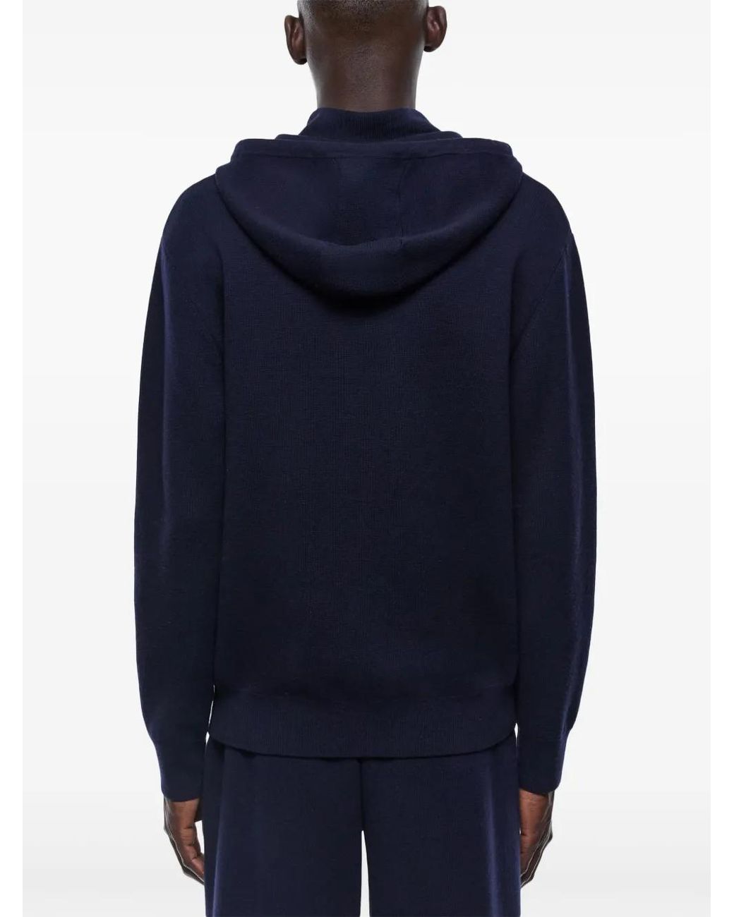 Fursac Blue Buttoned Knitted Hoodie for men