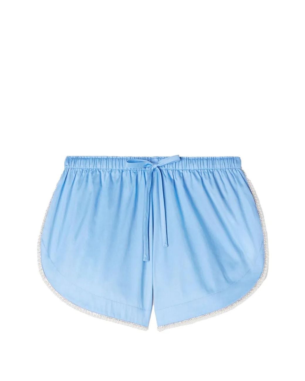 Sandro Blue Beaded Trim Cotton Shorts
