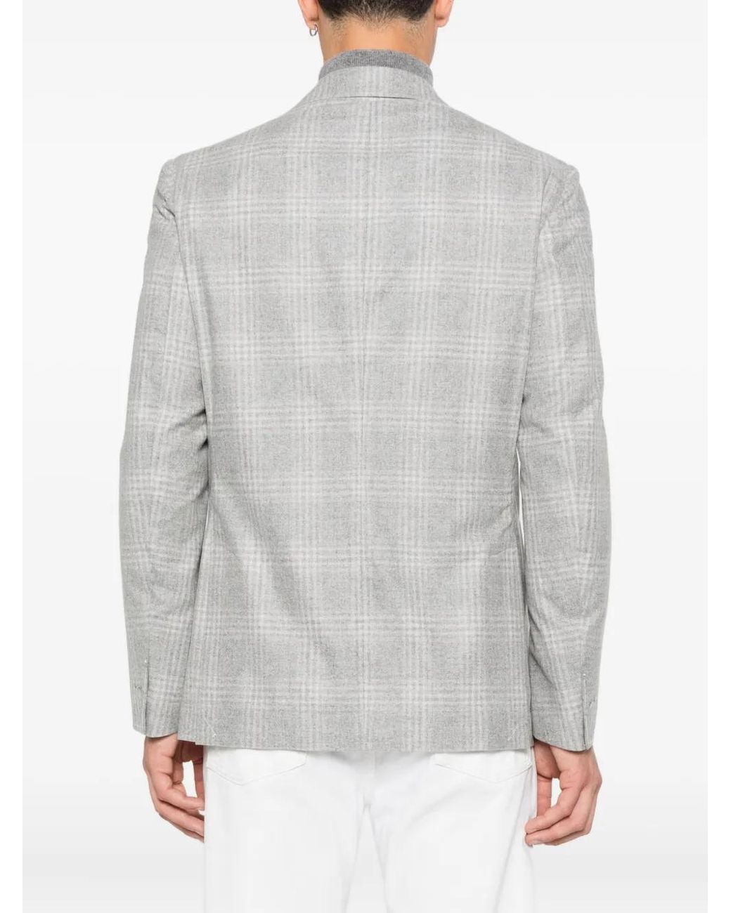 Eleventy Gray Checked Single-Breasted Blazer for men
