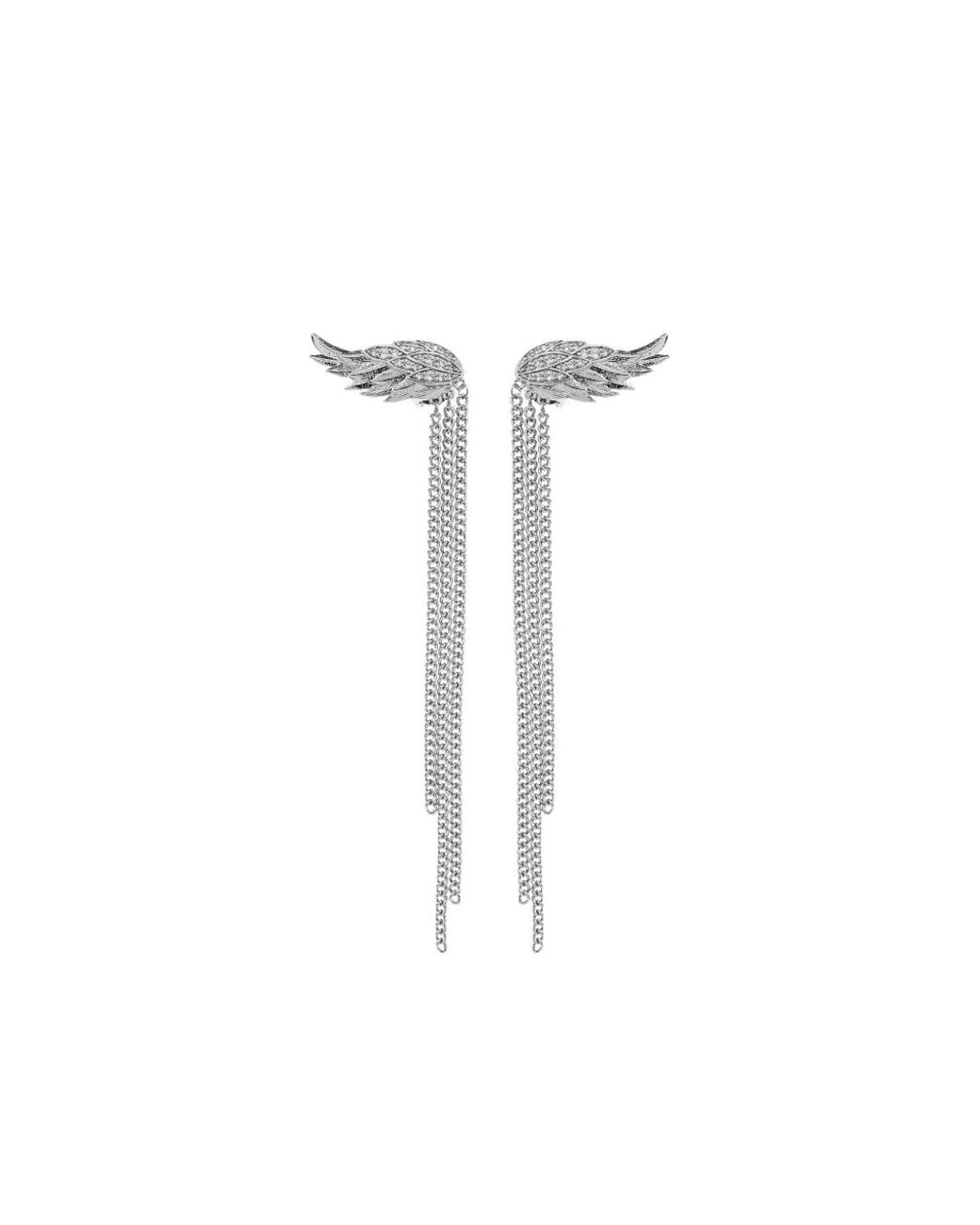 Zadig & Voltaire White Wing Chain Earrings