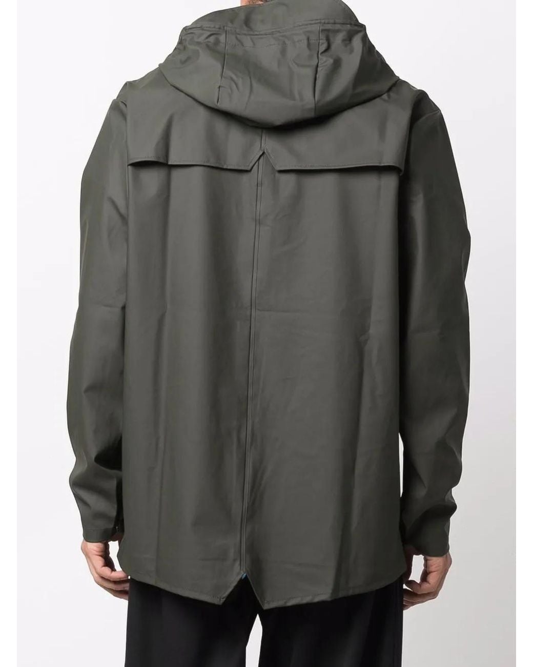 Rains Black Long-Sleeve Hooded Rain Jacket