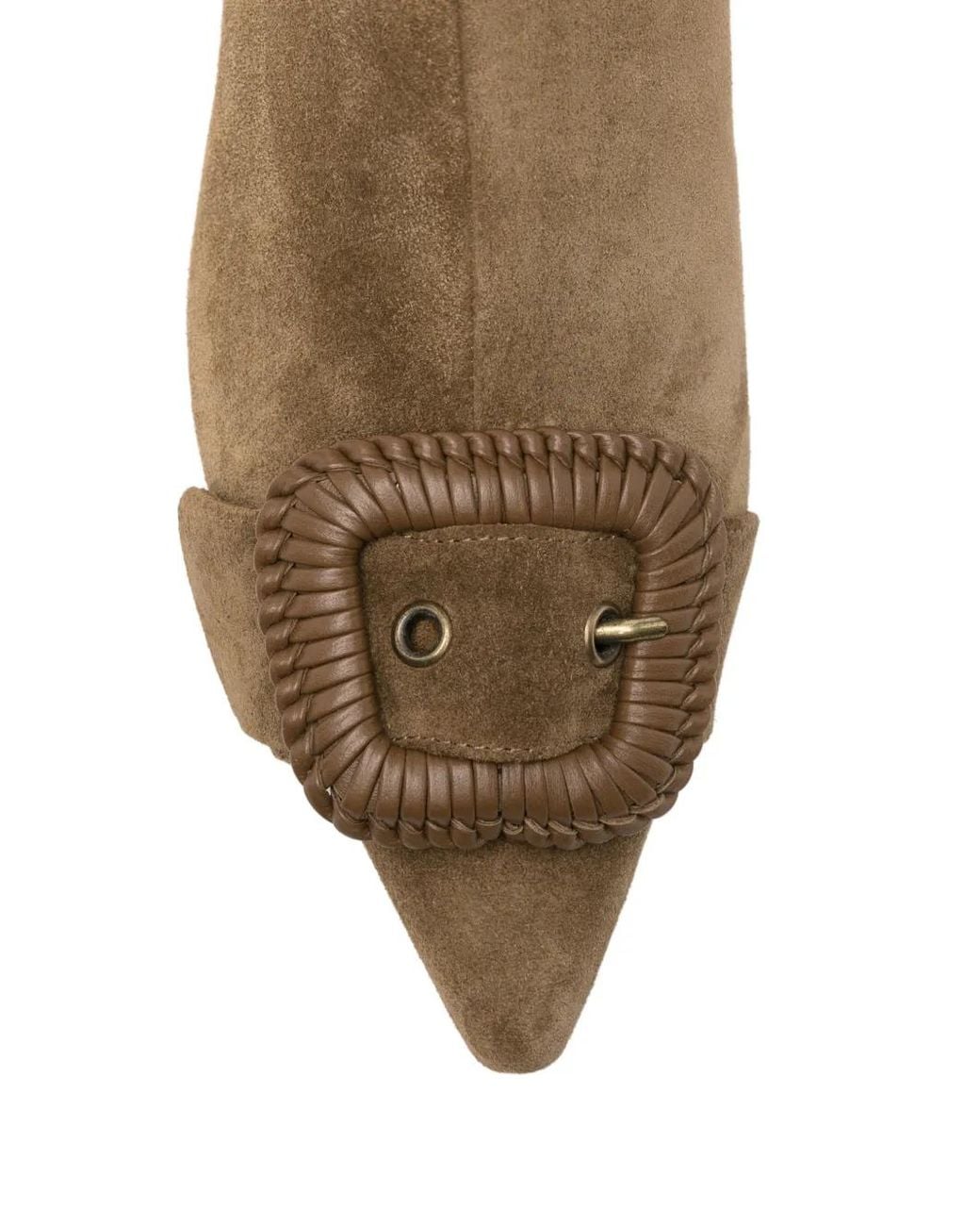 Roberto Festa Brown Buckle-Detail Pointed-Toe Leather Ankle Boots
