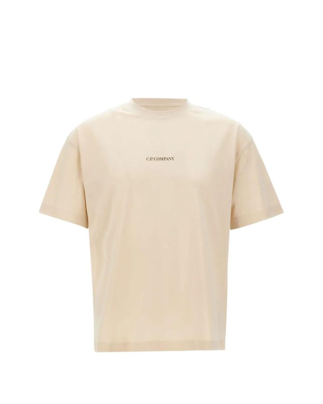 C P Company Natural C.P.Company Crew-Neck T-Shirt With Logo Print for men