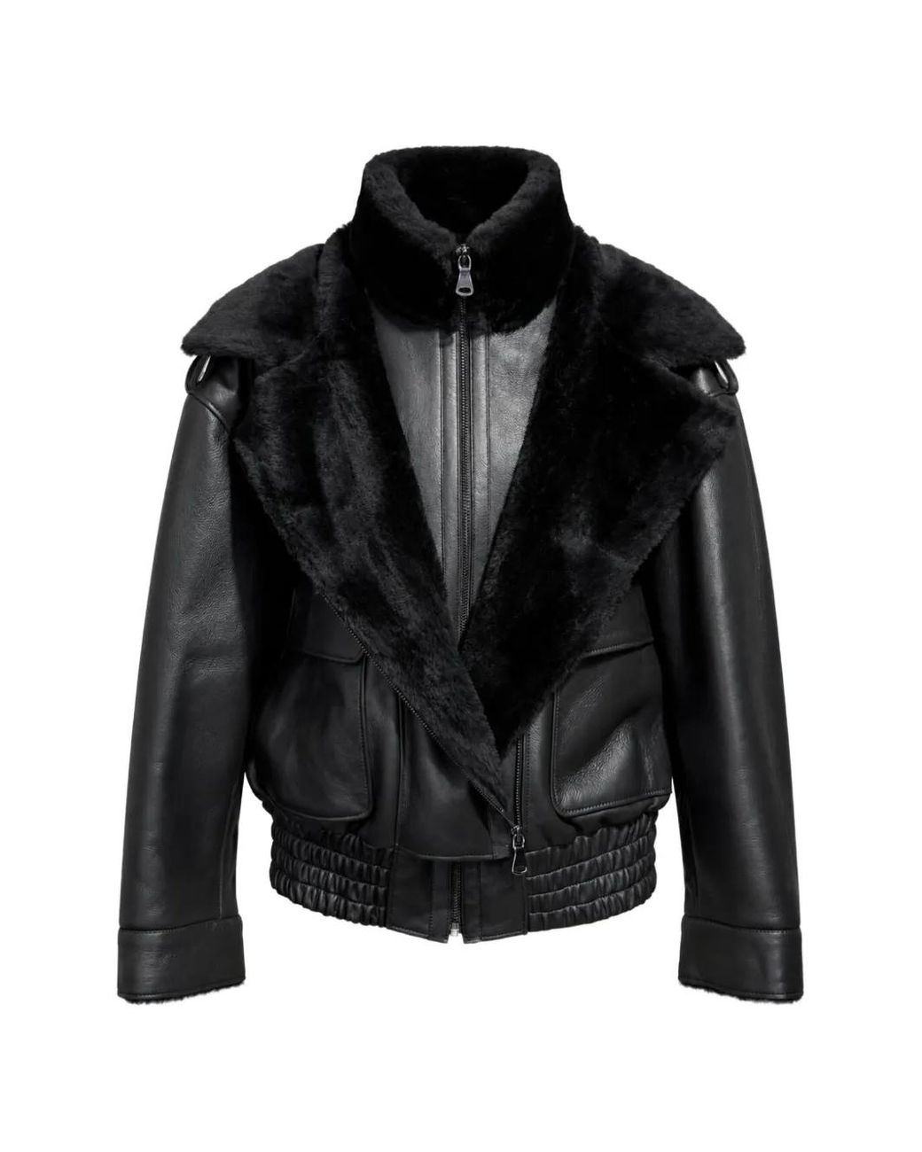 Poche Paris Black Veste À Bords En Peau De Mouton