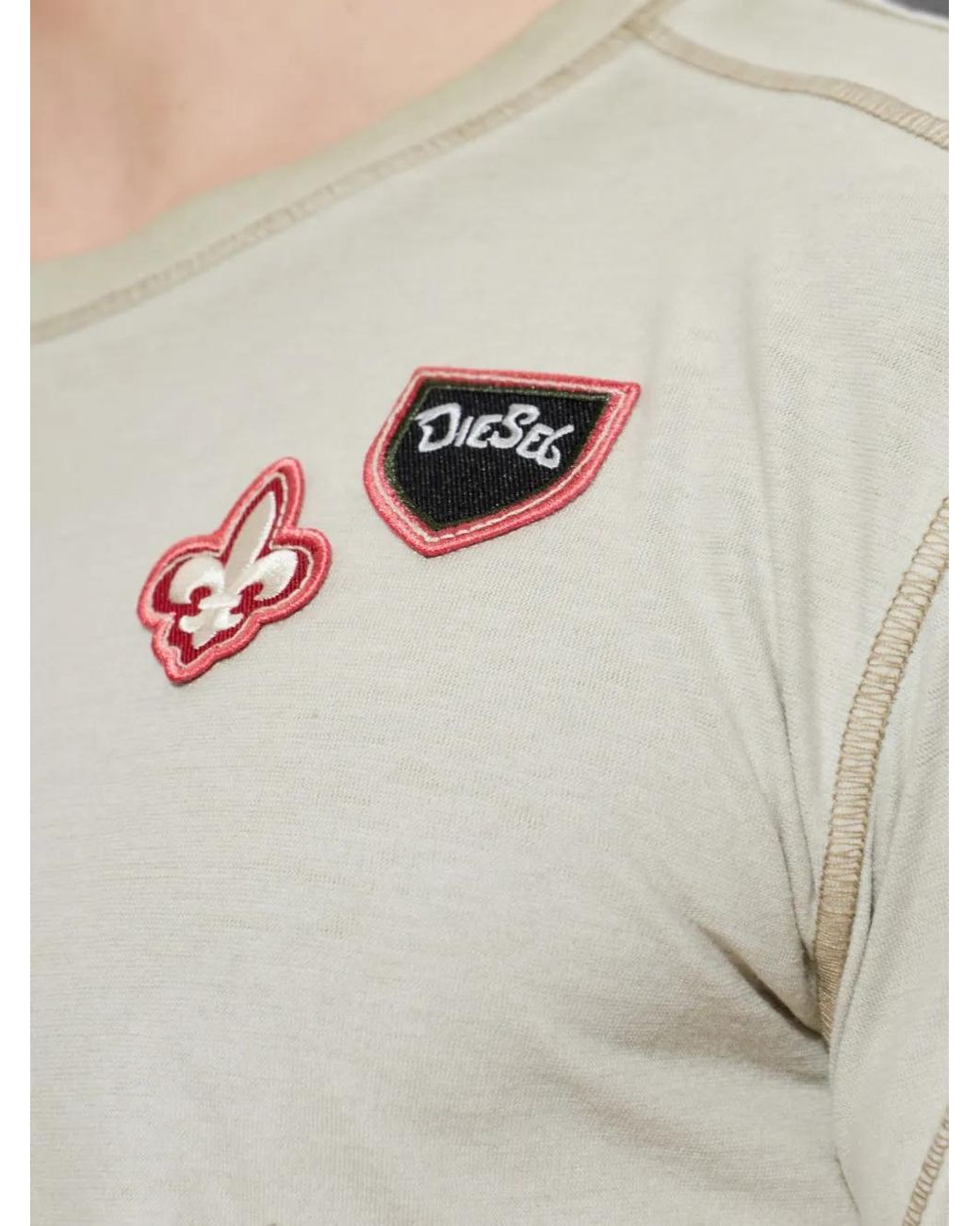 DIESEL White Patch-Detail Long-Sleeve T-Shirt for men