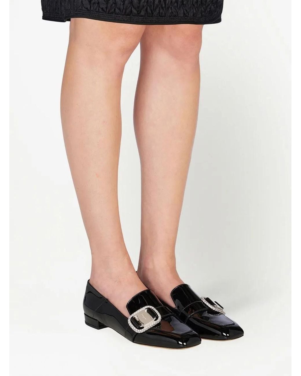 Ferragamo Black Vara Chain Loafers