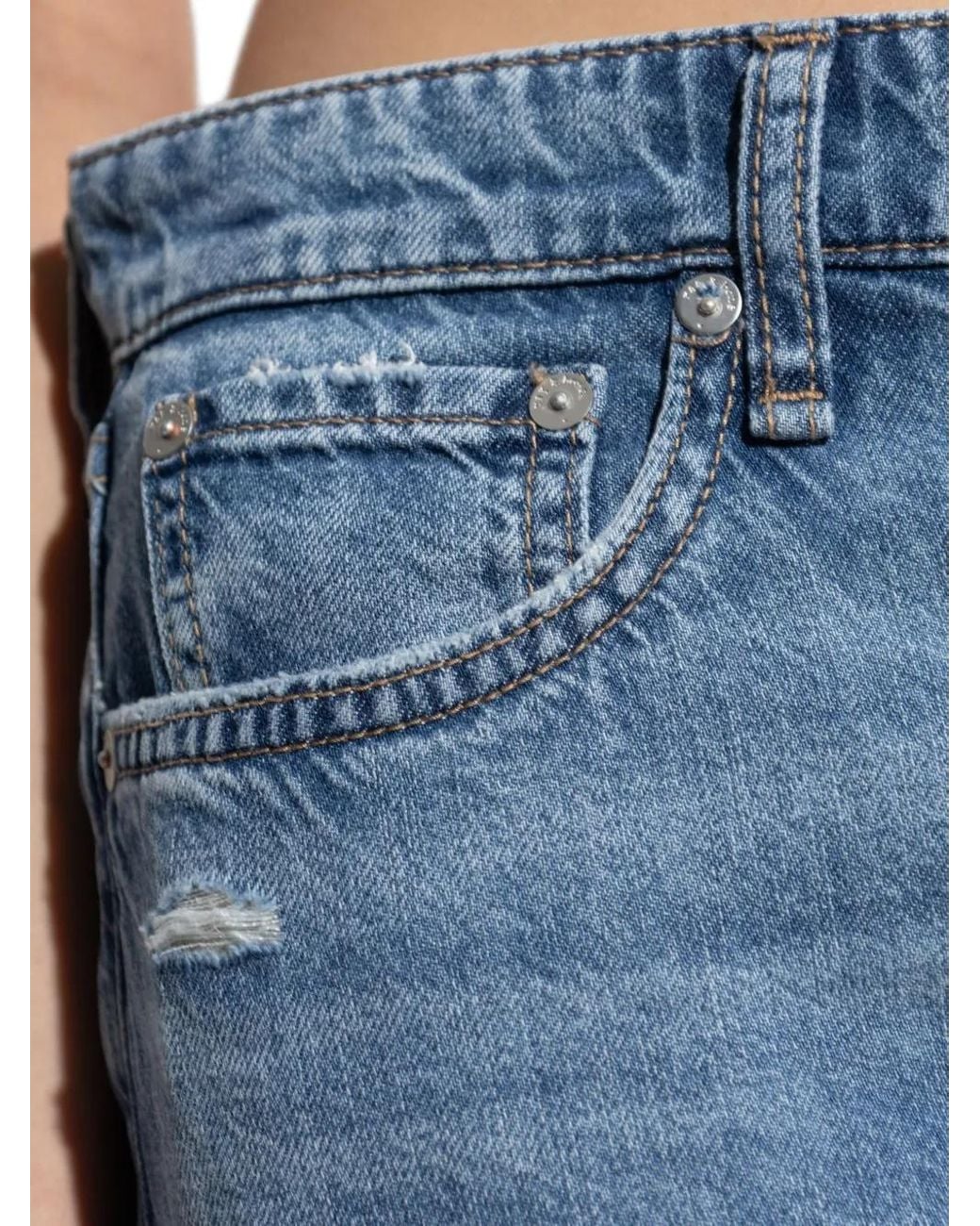Pantalones Rectos Con Dobladillo Vuelto Rag & Bone de color Blue
