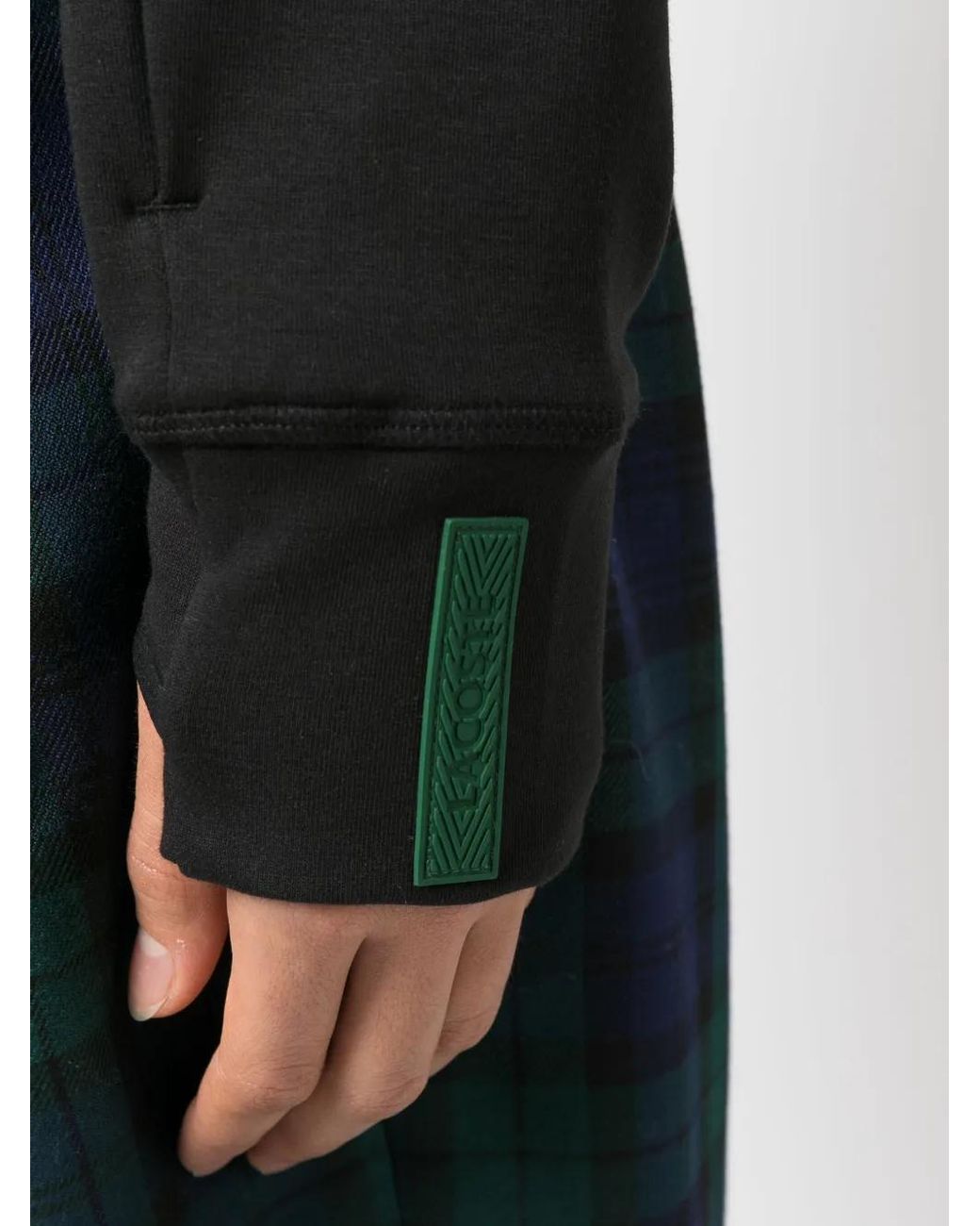 Lacoste Black Embroidered-Logo Thumb-Slot Hoodie