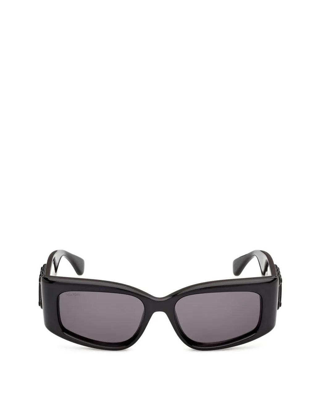 Max Mara Eyewear Black Logo-Plaque Rectangle-Frame Sunglasses