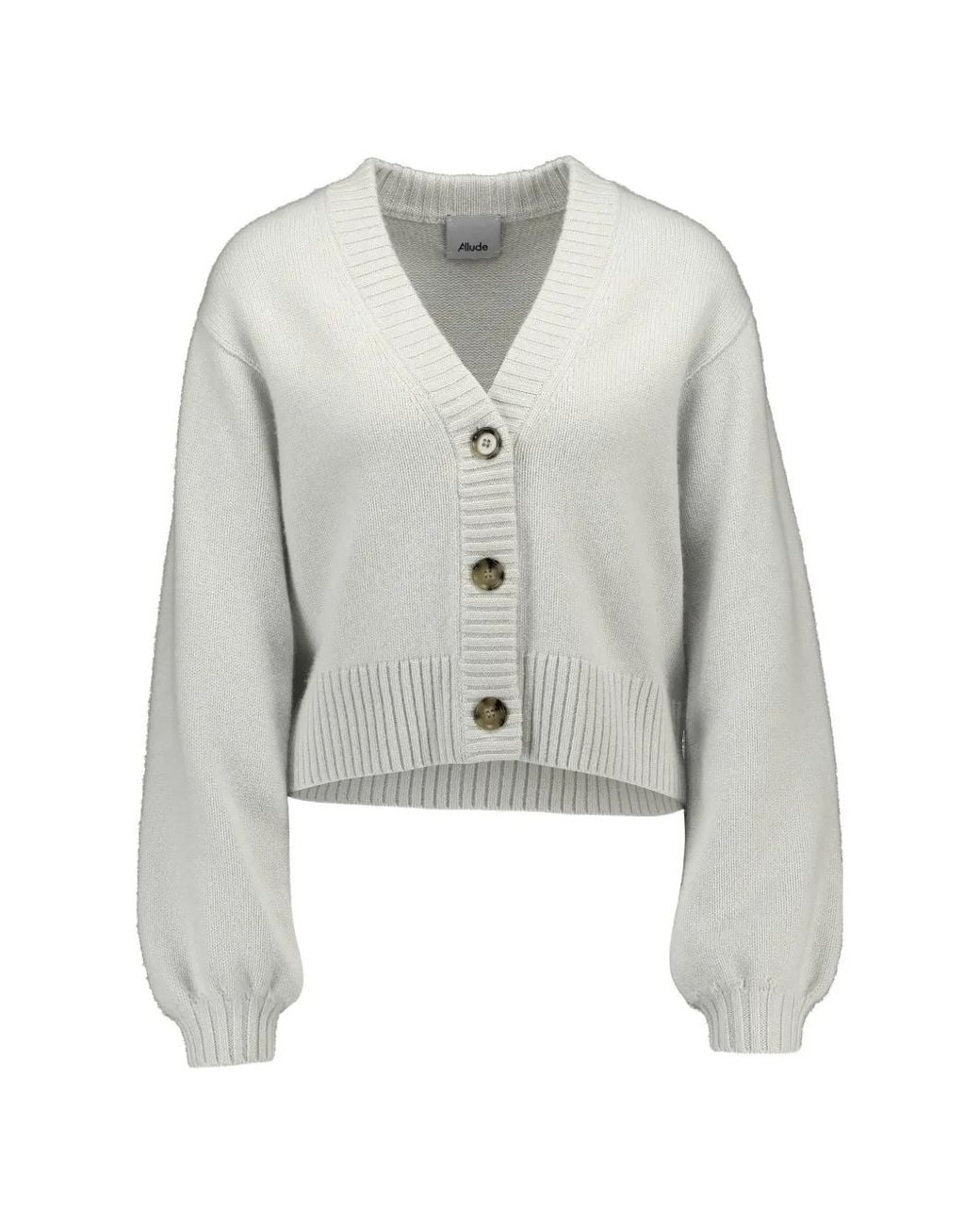 Allude White V-Neck Cashmere Cardigan