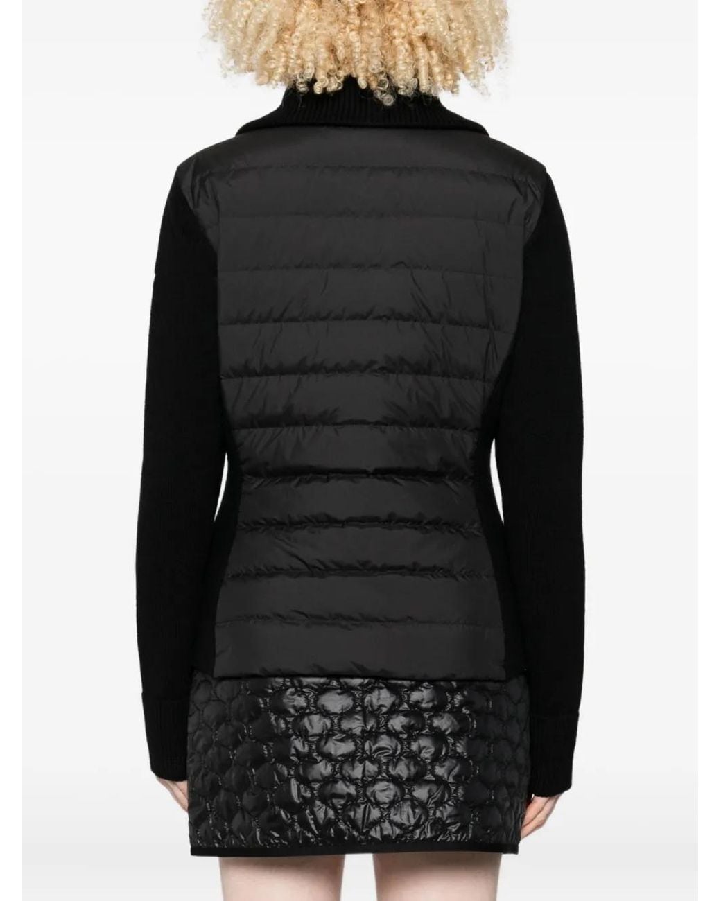 Plumífero Con Panel De Punto Moncler de color Black
