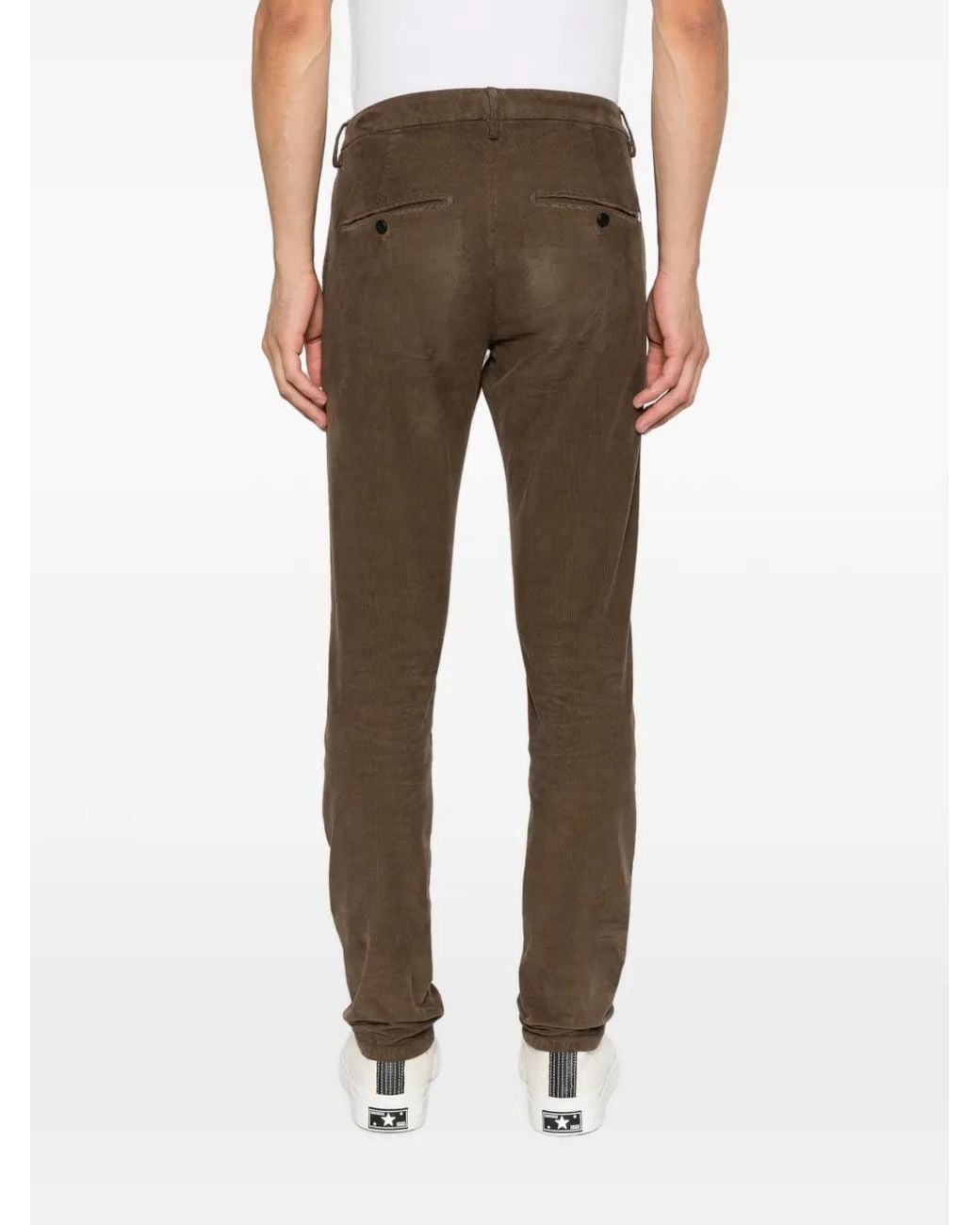 Dondup Gray Corduroy Slim-Fit Trousers for men