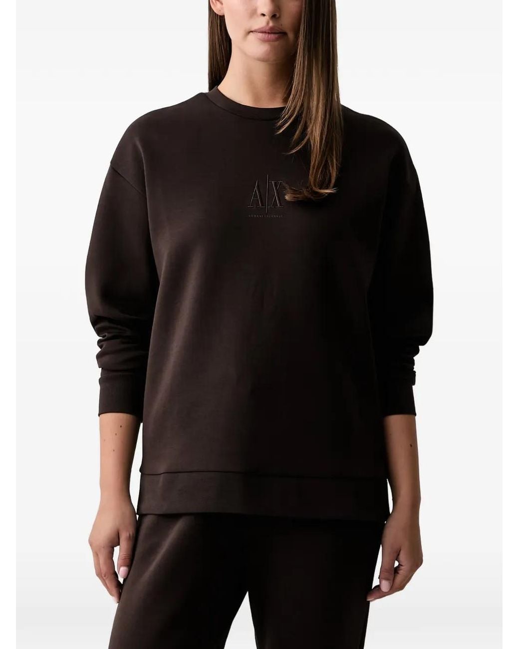 ARMANI EXCHANGE Black Logo-Embroidered Sweatshirt